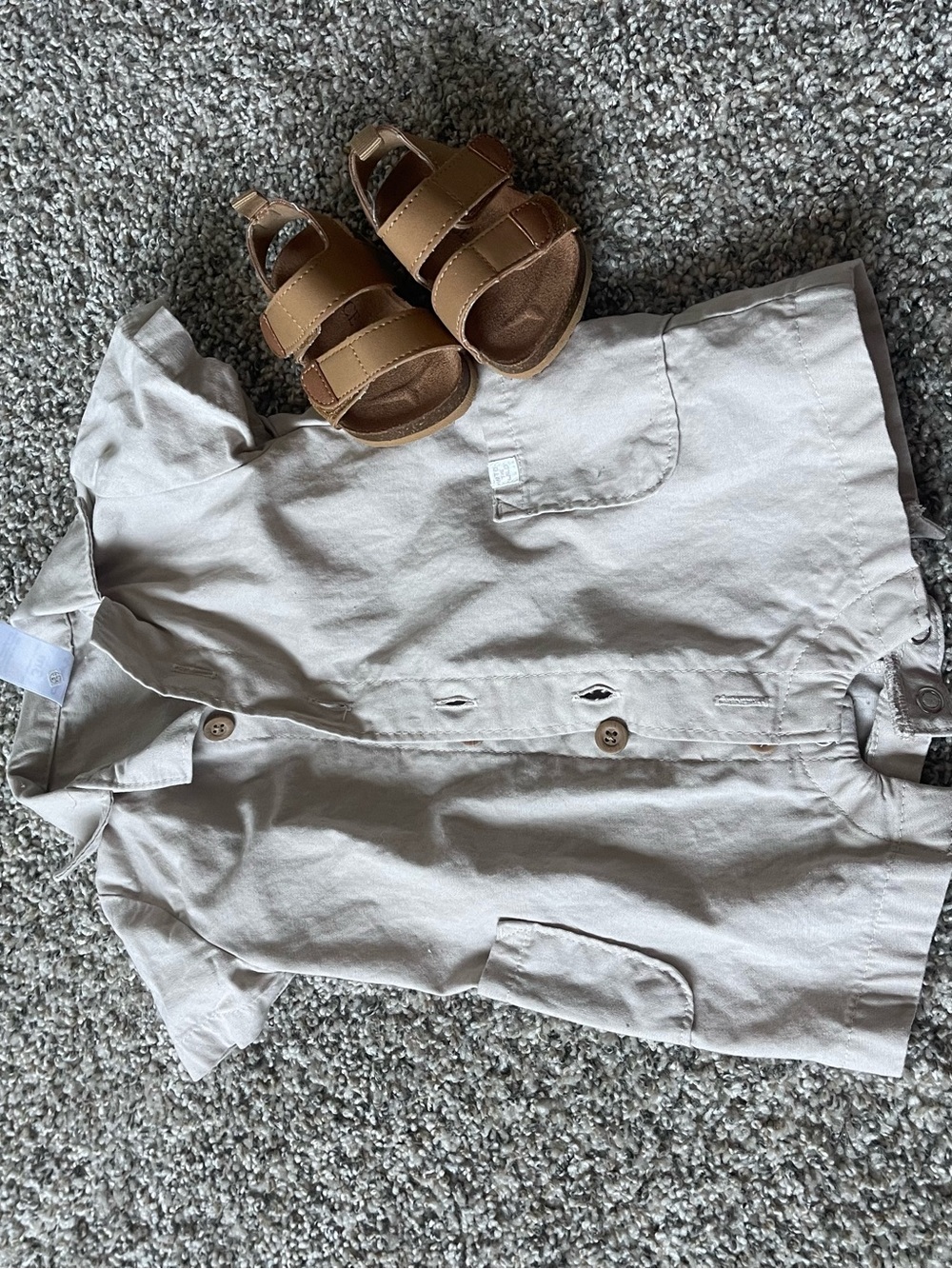 Babyboy Cream Button-Down Shorts Romper